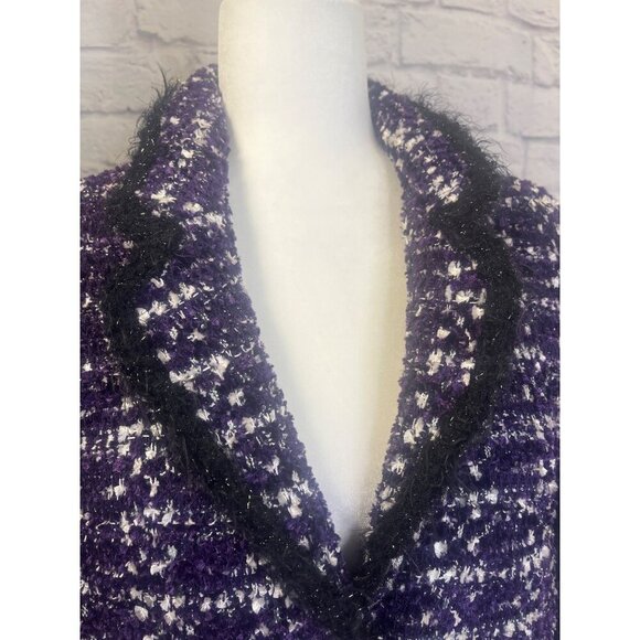 St. John collection Boucle Knit Jacket Wool Blend Black and Purple Colors Size16 - Picture 3 of 11